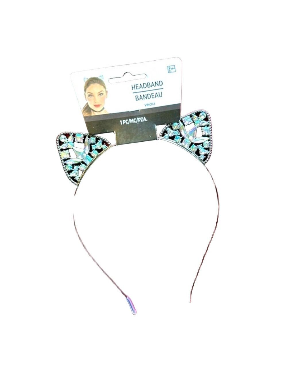 Cat Ear Adult Crystal Bejeweled Cat Ear Headband NEW Costume
